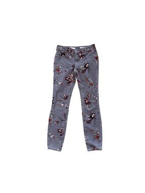 Pilcro Anthropologie Women's Corduroy Pants Sz 26 High Rise Skinny Floral Boho